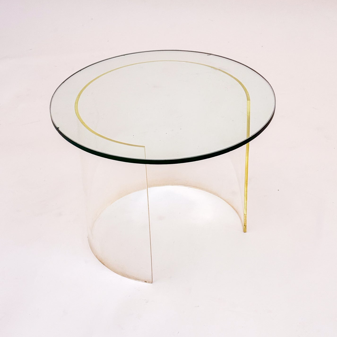 Lucite/Glass Drum Table