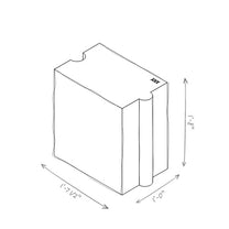 Technical drawing of a small table with dimensions indicated