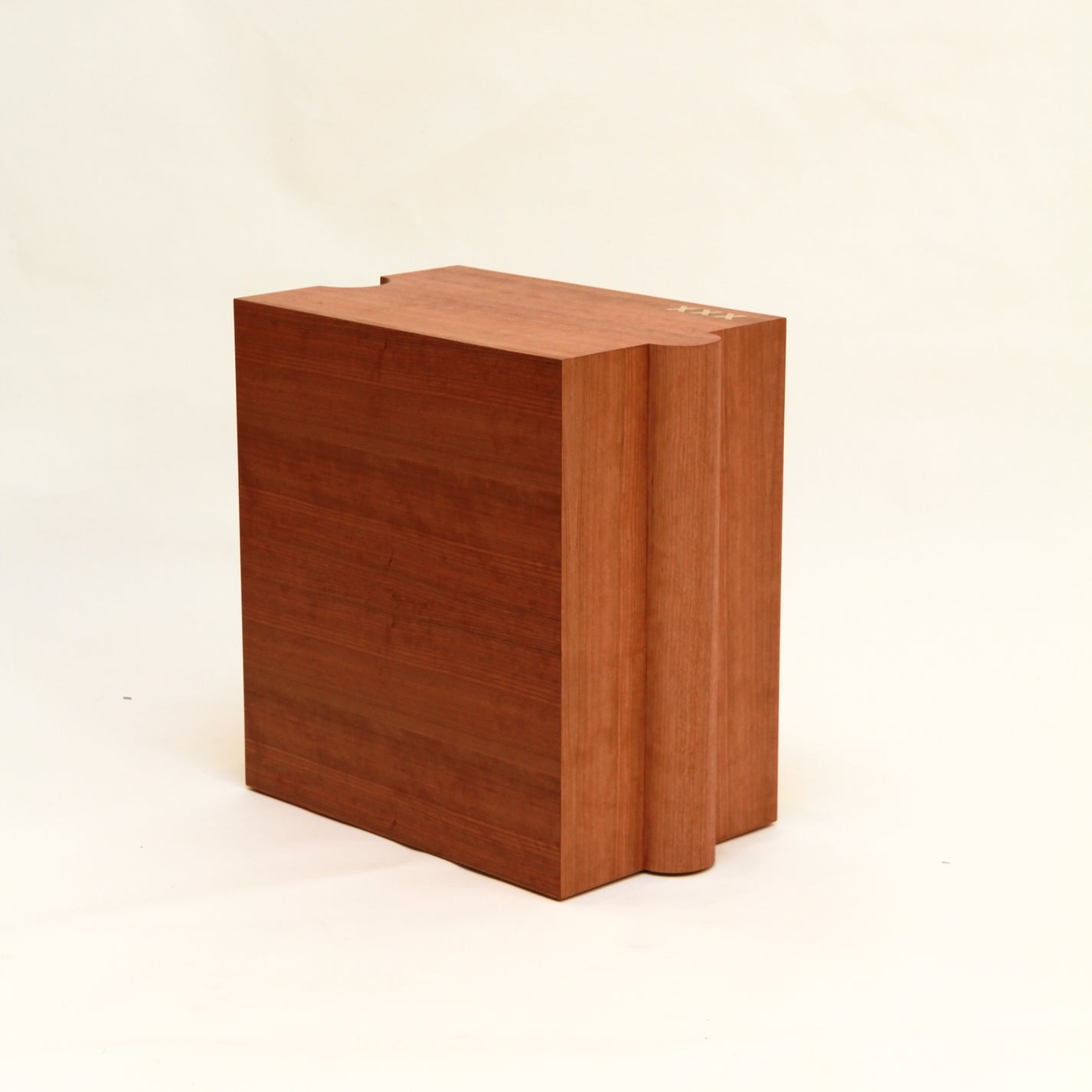Handmade wooden table on a white background